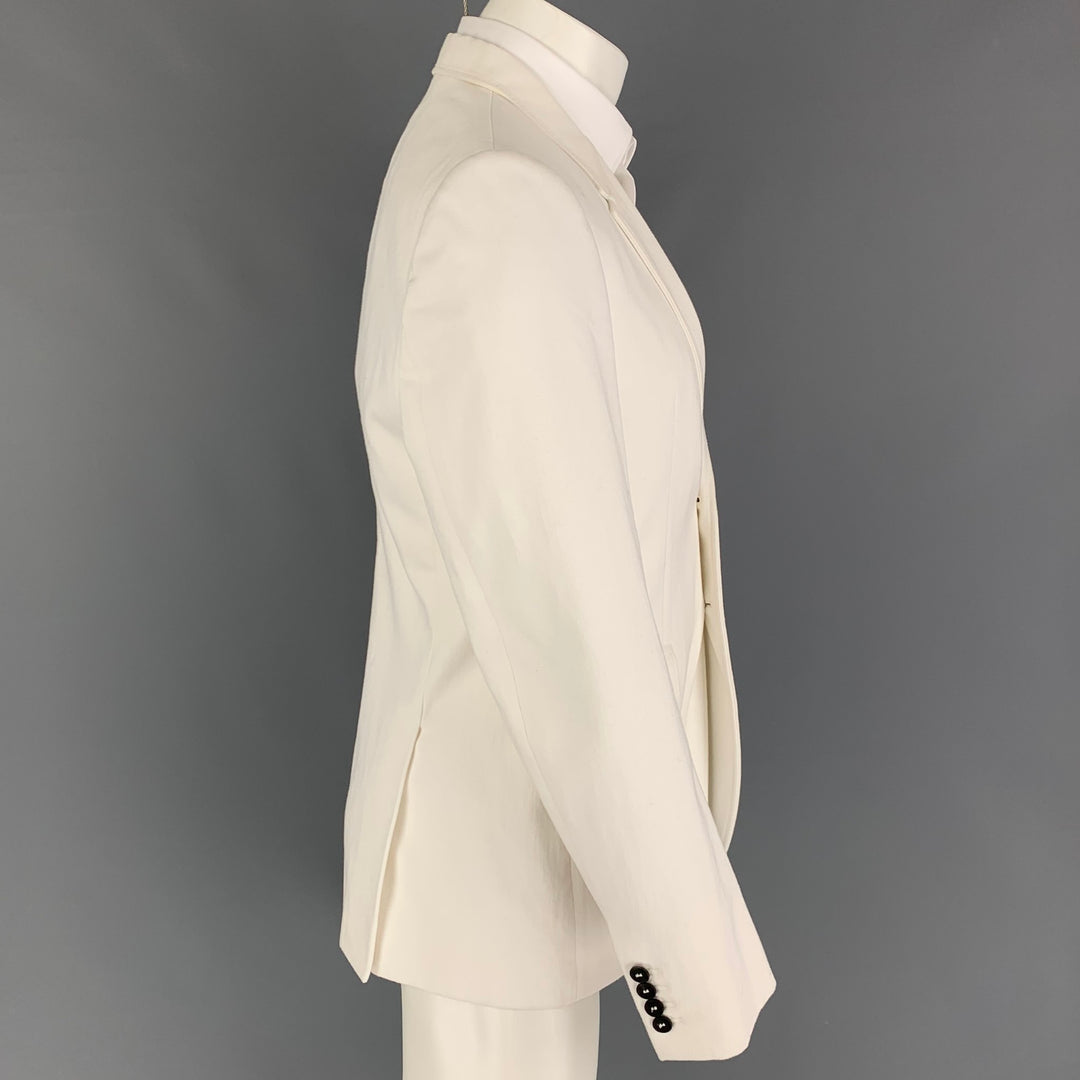 BURBERRY PRORSUM Size 40 White Cotton Notch Lapel Sport Coat