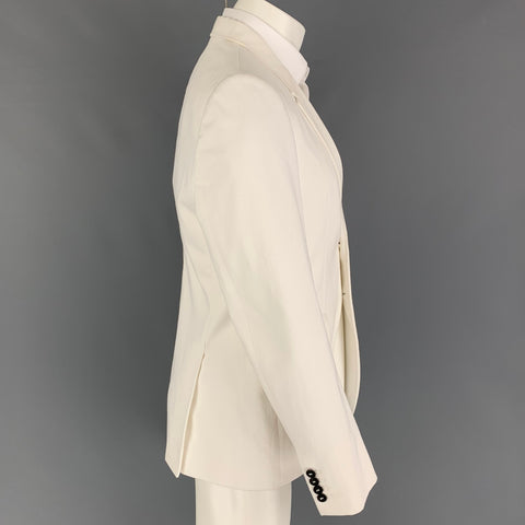 BURBERRY PRORSUM Size 40 White Cotton Notch Lapel Sport Coat