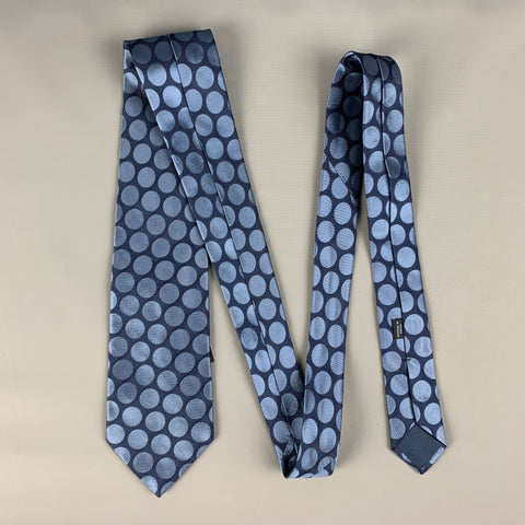 CHARVET Corbata de seda azul marino con lunares