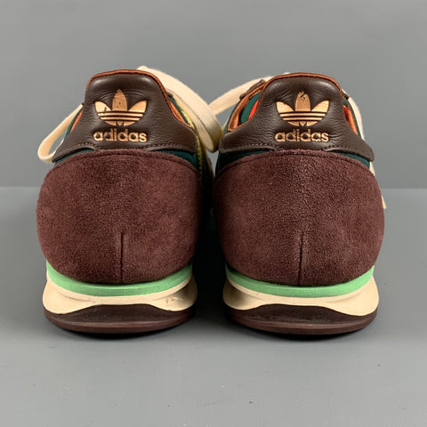 ADIDAS Size 10 Green Brown Nylon Athletic Sneakers