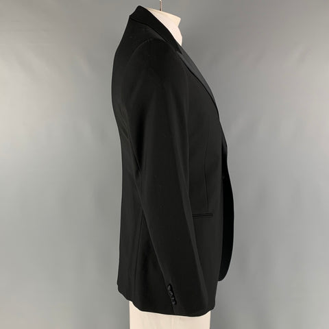 GIORGIO ARMANI Chest Size 42 Black Solid Wool Tuxedo Sport Coat