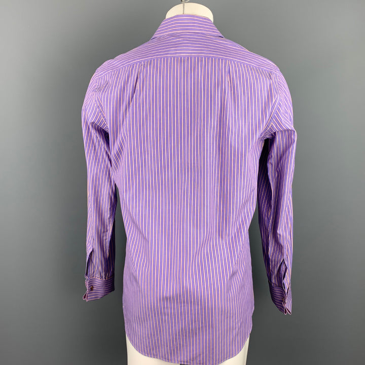 PAUL SMITH Taille M Chemise à manches longues en coton à rayures violettes à manchette française