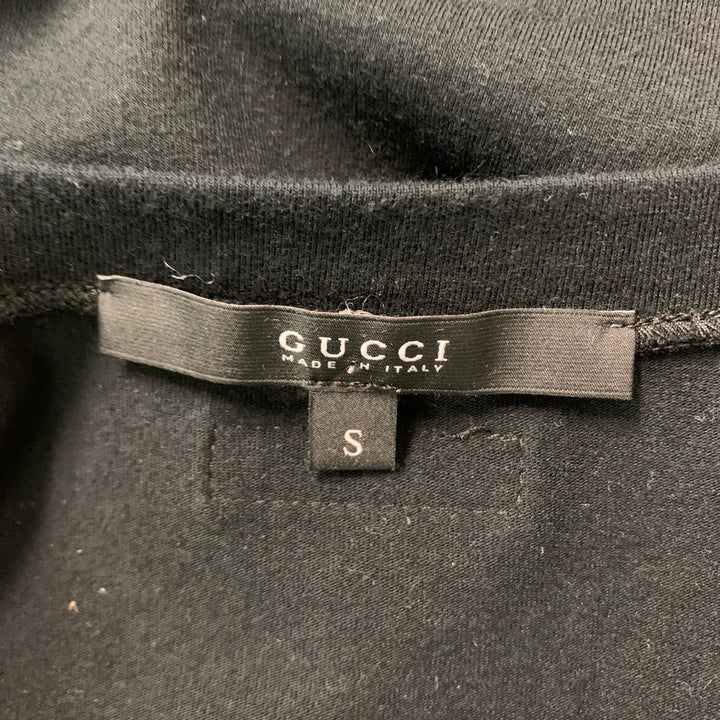 GUCCI Talla S Camiseta negra de algodón y elastano con cuello en V lisa