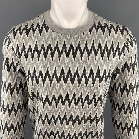 PAUL SMITH JEANS Taille S Zig Zag Pull à col rond en coton gris