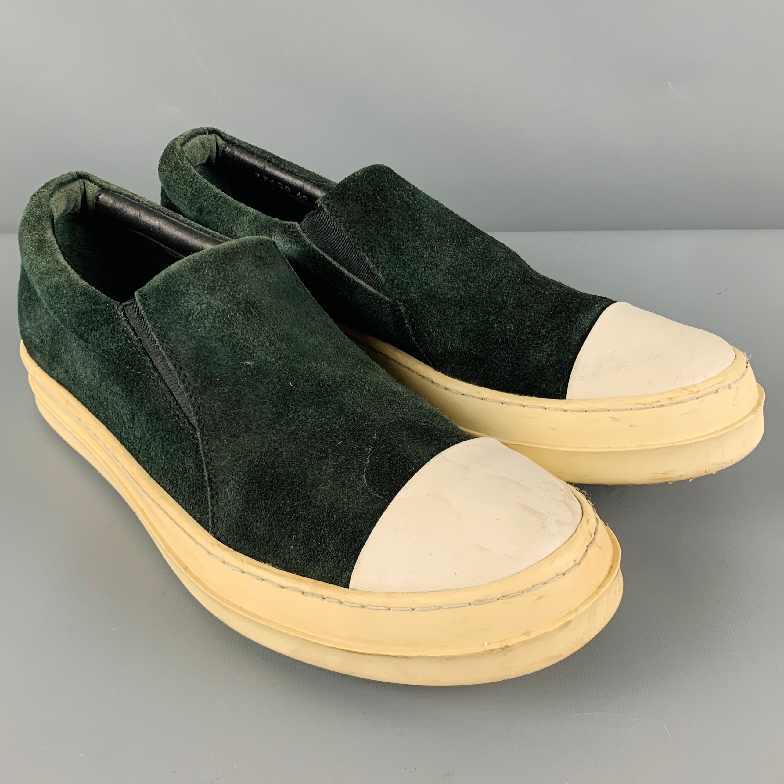 RICK OWENS Size 9 Green White Leather Slip On Sneakers – Sui