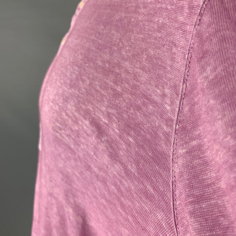120% LINO Size 46 Pink Linen Henley Pullover