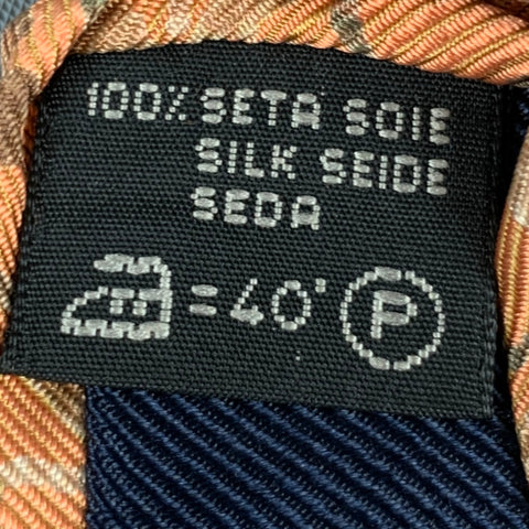 ERMENEGILDO ZEGNA Orange Beige Abstract Silk Tie
