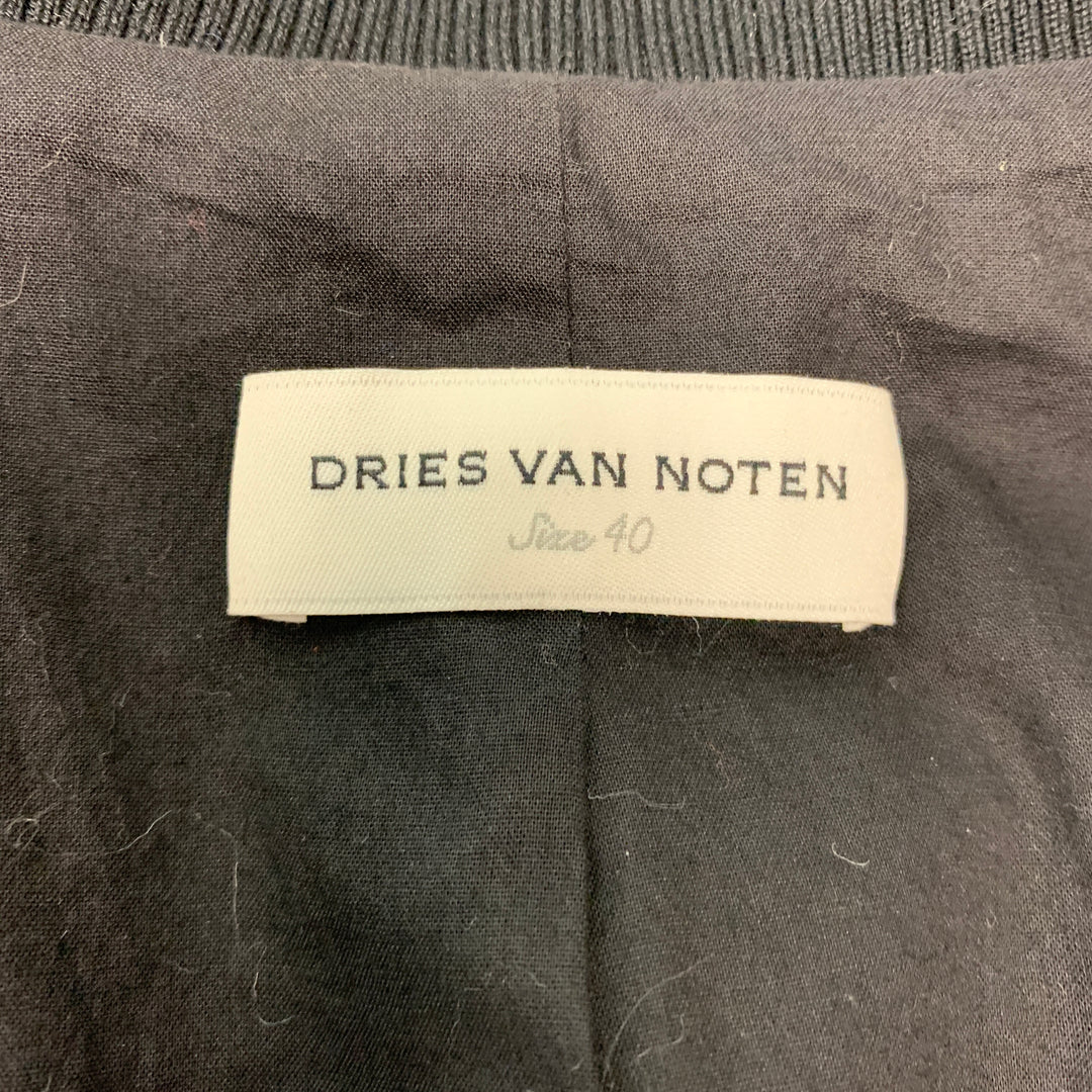 DRIES VAN NOTEN Size 8 Black Multi-Color Cotton Silk Bomber Jacket