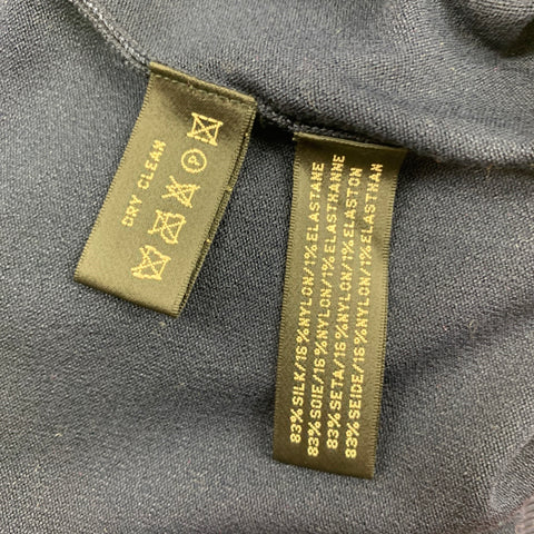 RALPH LAUREN Black Label Talla M Jersey de manga larga en mezcla de seda azul marino