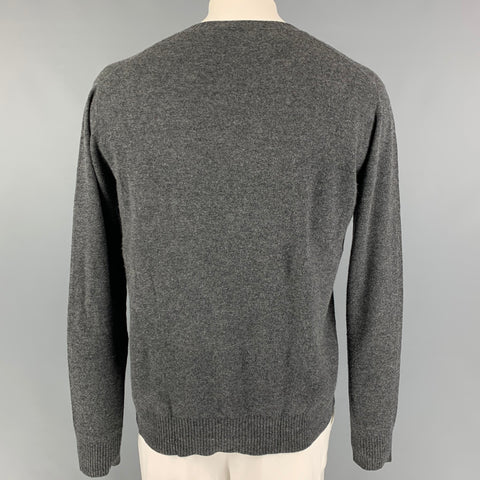 PRADA Size XL Grey Cashmere V-Neck Pullover