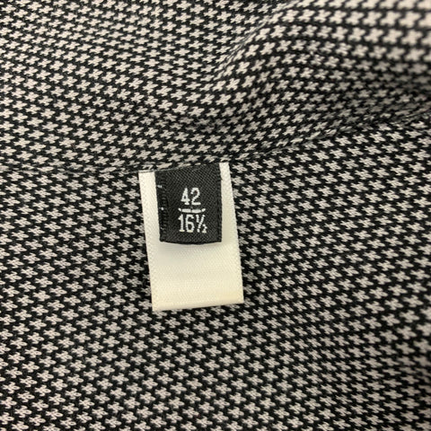 EMPORIO ARMANI Size L Grey & Black Nailhead Cotton Shawl Collar Long Sleeve Shirt
