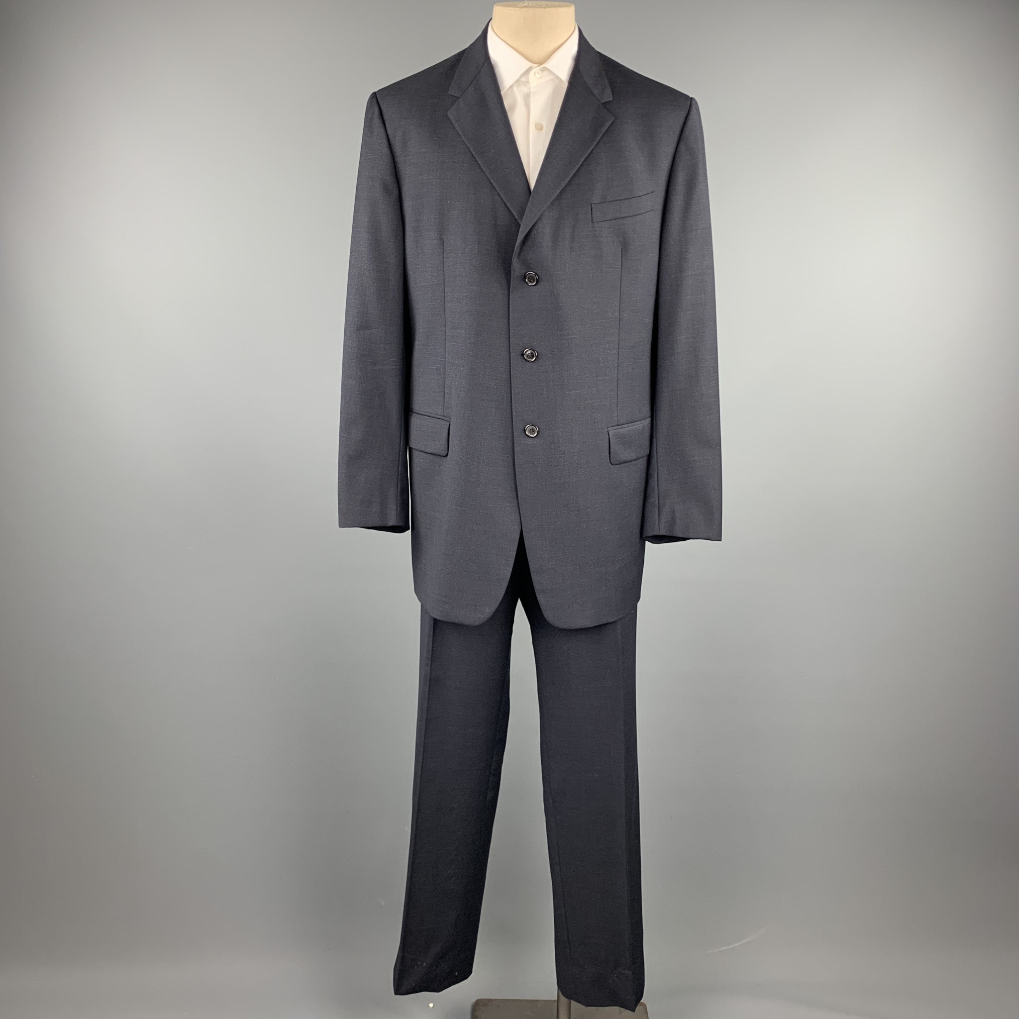 PRADA Size 48 Long Navy Wool Notch Lapel Suit – Sui Generis