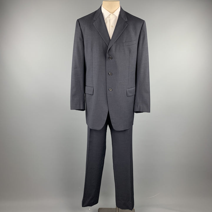 PRADA Size 48 Long Navy Wool Notch Lapel Suit