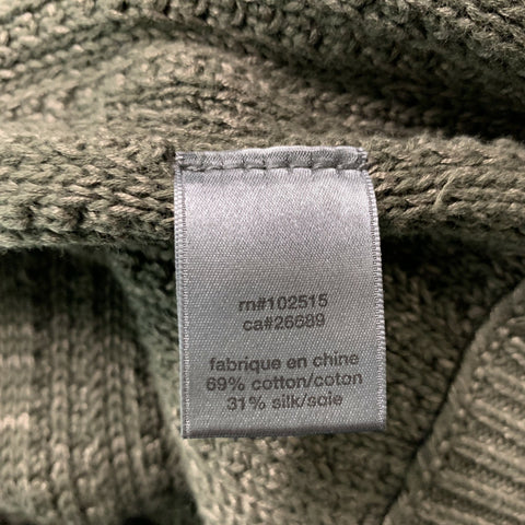JOHN VARVATOS Size L Dark green Knitted Cotton &  Silk V-Neck Sweater