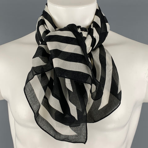 THE KOOPLES Black White Stripe Scarf