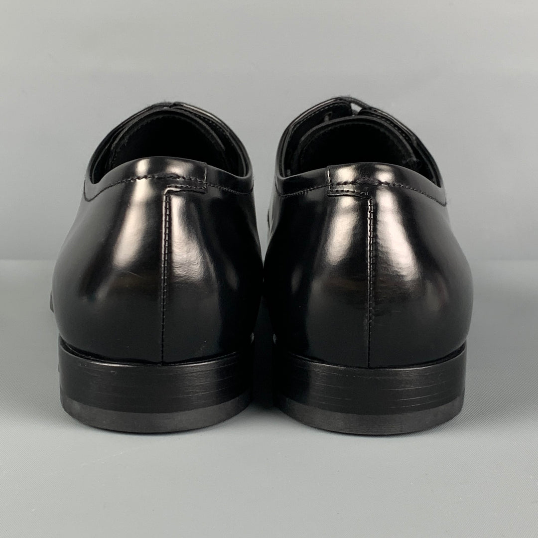 PRADA Size 8 Black Leather Lace Up Shoes