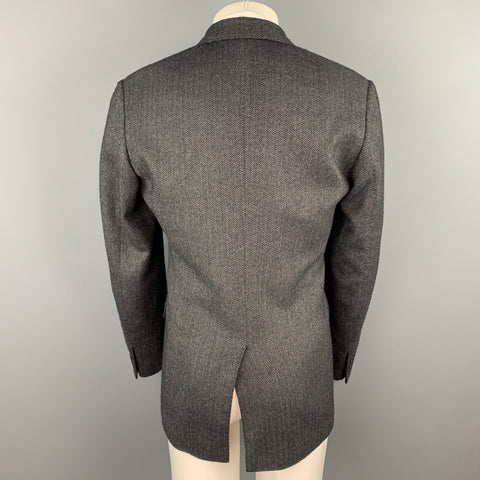ALLESANDRO DELL' ACQUA Size 38 Charcoal Herringbone Virgin Wool Sport Coat