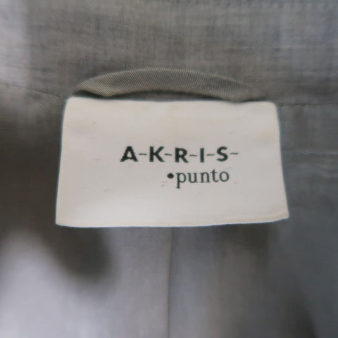 AKRIS Size US 6 Light Heather Gray Notch Lapel Three Button Long Coat