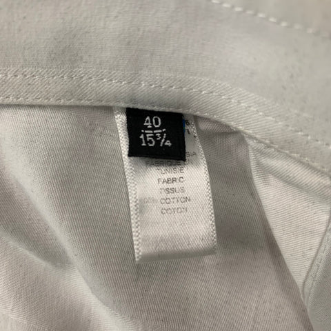 EMPORIO ARMANI Size M White on White Stripe Cotton Long Sleeve Shirt