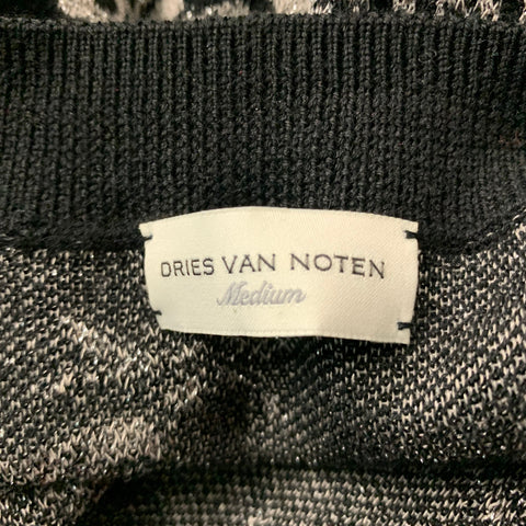 DRIES VAN NOTEN Size M Black Silver Cashmere Blend Knitted Pullove