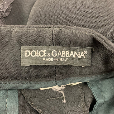DOLCE & GABBANA Size 28 Black Mesh Ruffle Dress Pants