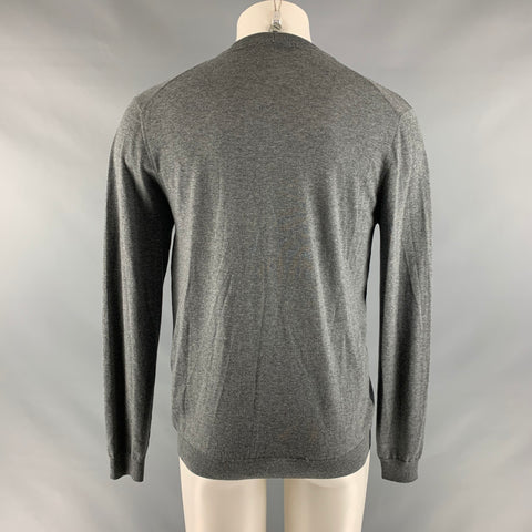 PRADA Taille S Cardigan boutonné en laine tricotée gris noir