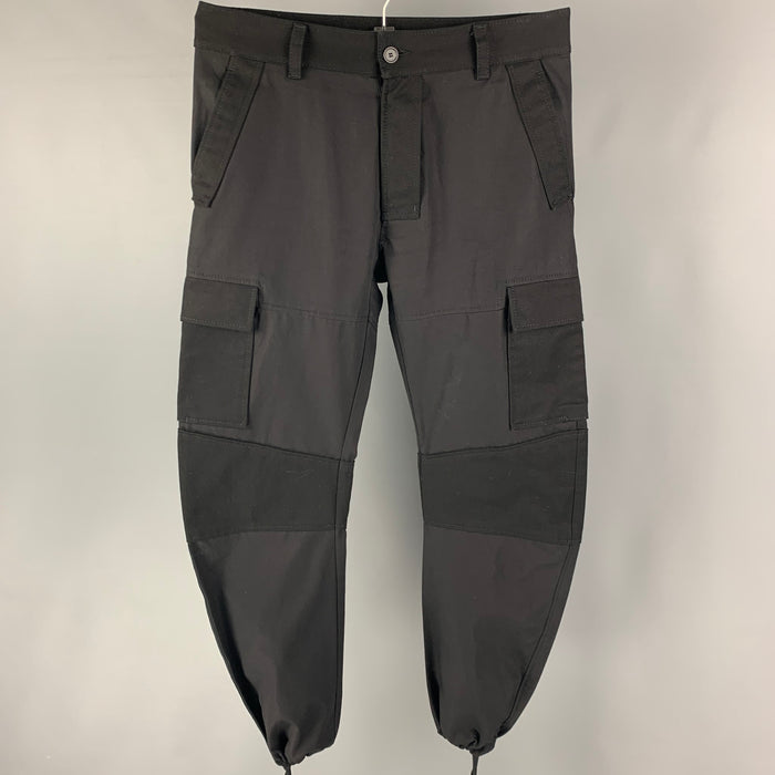 BOTTEGA VENETA Pre-Fall 2019 Size 34 Black Cotton Cargo Pockets Casual Pants
