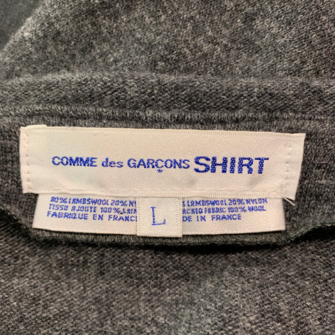 COMME des GARCONS Size L Grey Mixed Fabrics Wool Nylon V-Neck Cardigan
