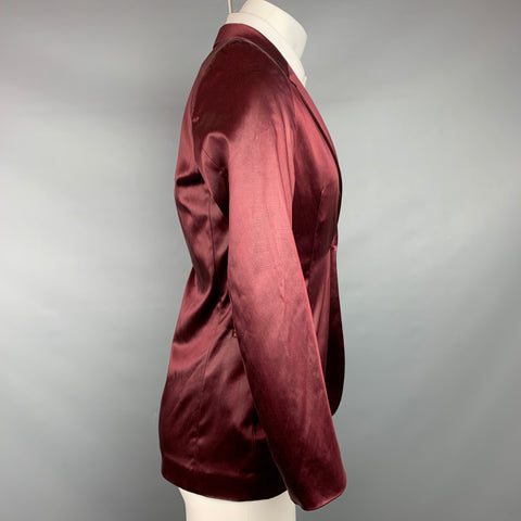 PAUL SMITH Size S Burgundy Cotton Blend Notch Lapel Sport Coat