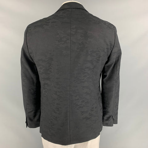 JOHN VARVATOS * U.S.A.Size 42 Black Camouflage Wool &  Polyester Peak Lapel Sport Coat