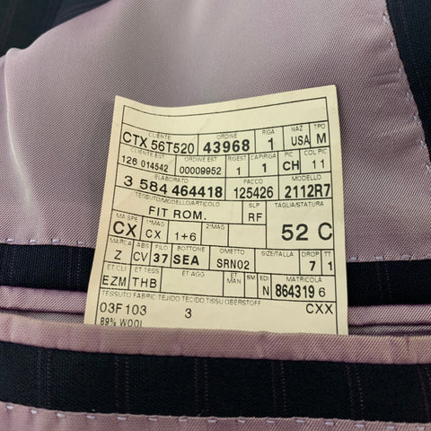 ERMENEGILDO ZEGNA Size 42 C Black Purple Stripe Wool Silk Sport Coat