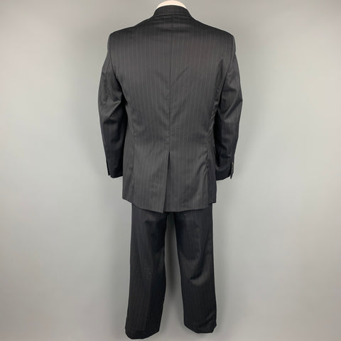 LAUREN by RALPH LAUREN 42 Regular Navy Pinstripe Wool Notch Lapel 3 Piece Suit