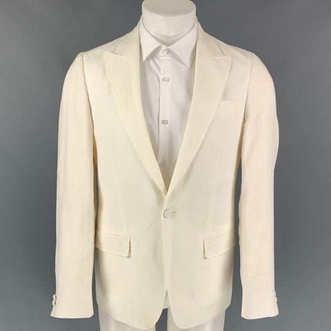 BILLY REID Size 36 Regular Off White Hemp Peak Lapel Sport Coat