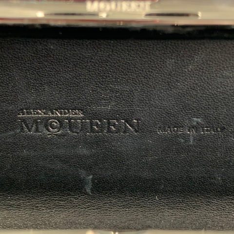 ALEXANDER MCQUEEN Black Silver Studded Leather Metal Knuckle Clutch