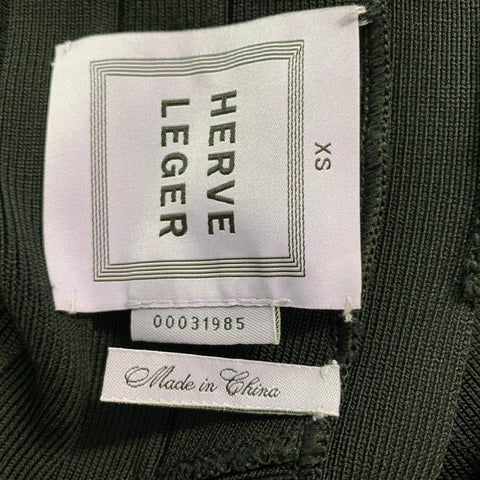 HERVE LEGER Size XS Black Rayon Blend Fitted Cocktail Dress
