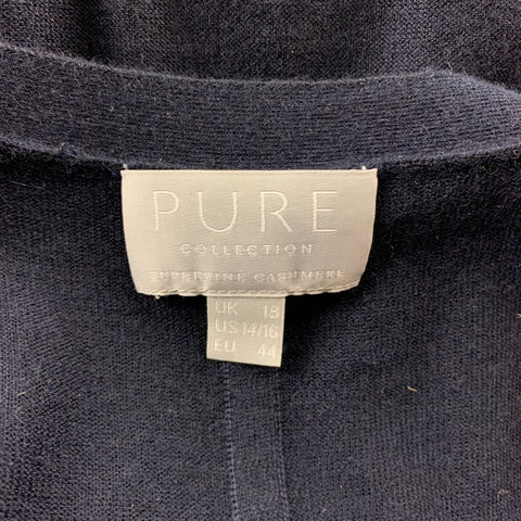 PURE Size 14 Navy Jersey Knitted Cashmere Sleeveless Casual Top