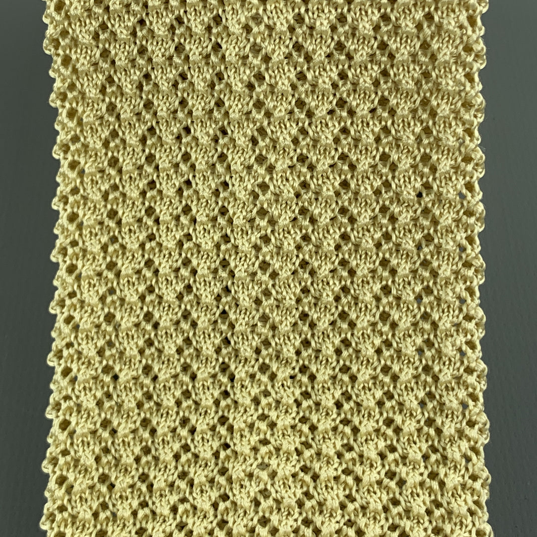 HAYWARD LONDON Yellow Beige Silk Textured Knit Tie