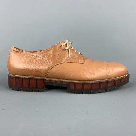 ROBERT CLERGERIE Taille 11 Tan Cuir Lace Up Voir à travers les chaussures à semelle