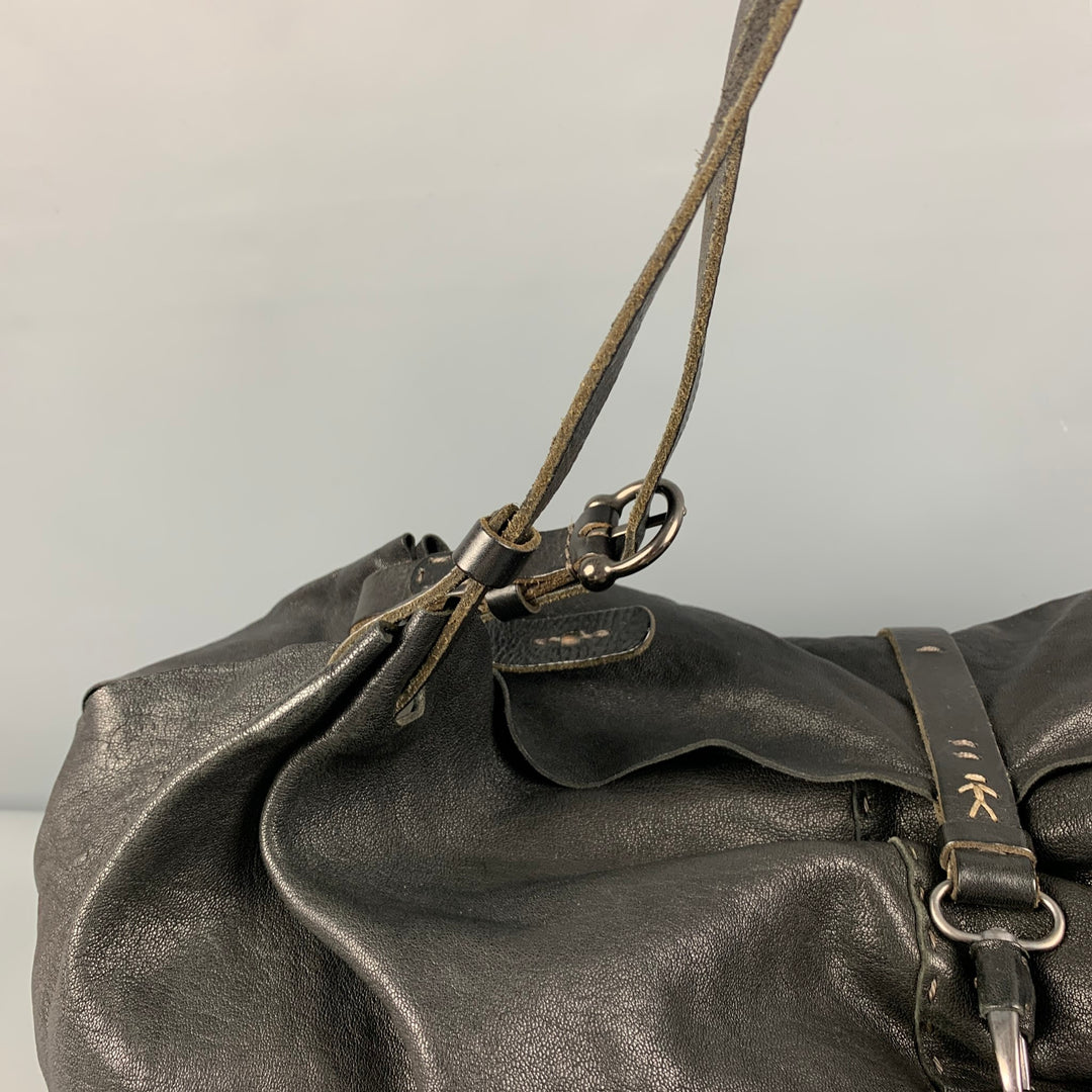 HENRY BEGUELIN Black Distressed Leather Top Handle Bag