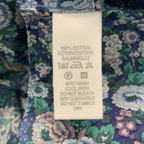 PAUL SMITH Size XL Blue & Green Floral Cotton Button Up Long Sleeve Shirt