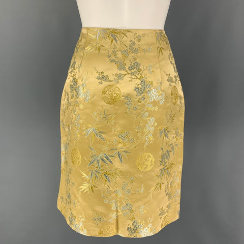 KIMERA Size S Yellow Silk Chinoiserie Skirt