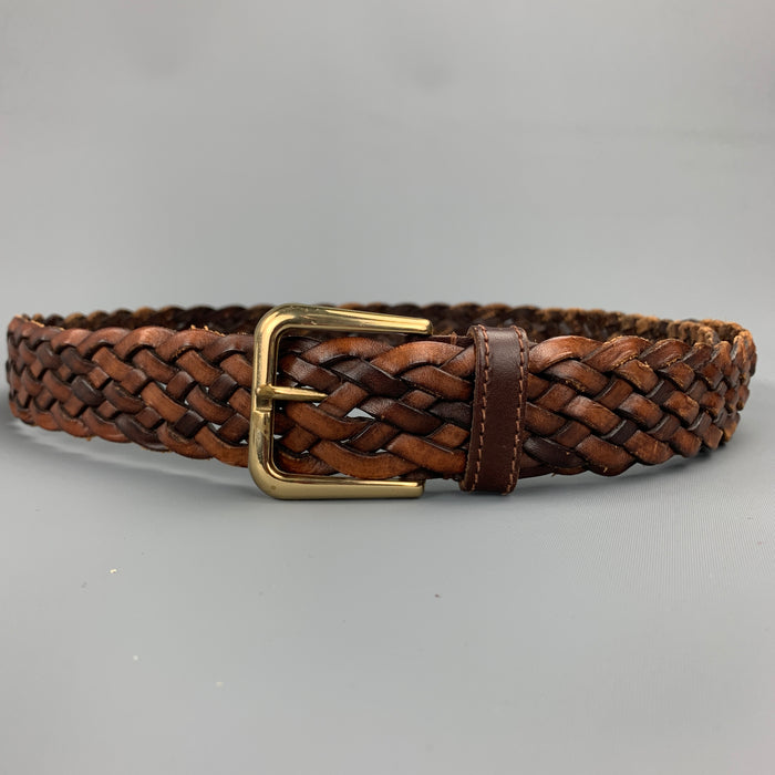 Ceinture en cuir baridé marron taille 38 MCM