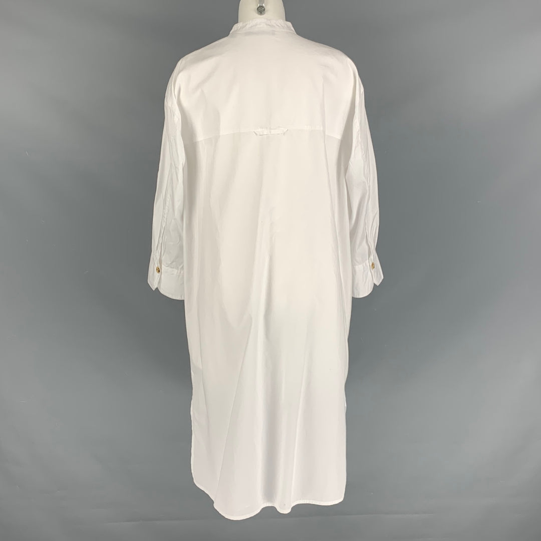 VINCE Size M White Cotton Solid Long placket Dress
