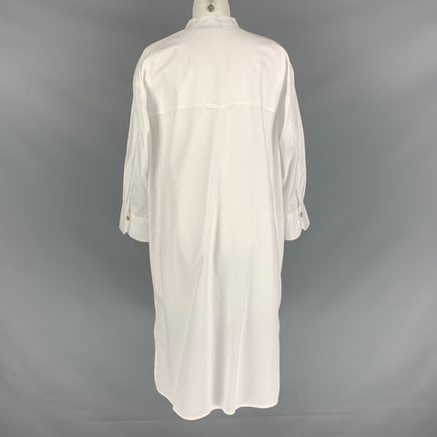 VINCE Vestido largo con tapeta lisa de algodón blanco talla M