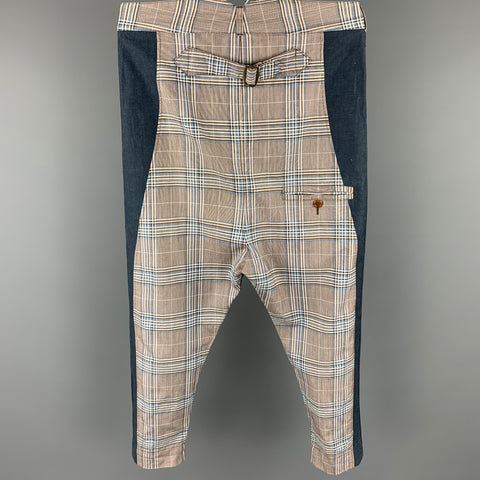 VIVIENNE WESTWOOD Size 30 Blue & Gray Plaid Cotton Blend Drop-Crotch Casual Pants