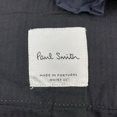 PAUL SMITH Size 32 Black Print Cotton Zip Fly Casual Pants