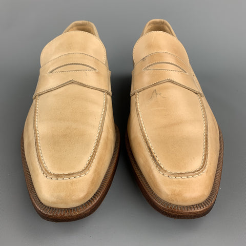 GRAVATI for WILKES BASHFORD Size 8.5 Natural Leather Penny Loafers