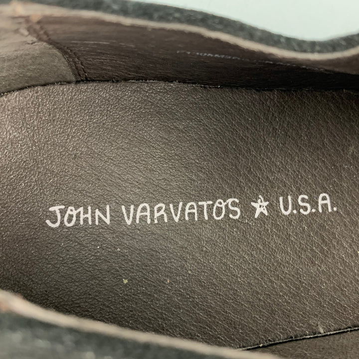JOHN VARVATOS * U.S.A. Size 10 Black Antique Leather Laceless Shoes