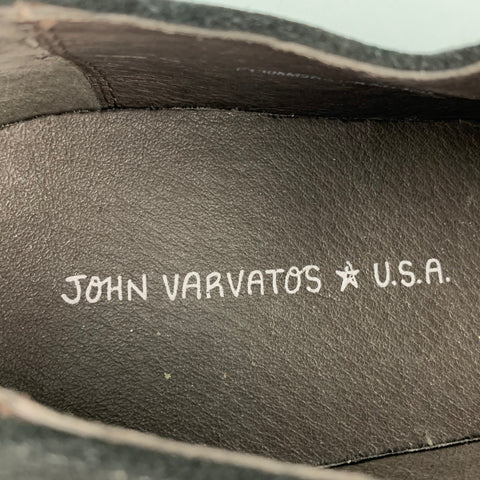 JOHN VARVATOS * USA Taille 10 Chaussures sans lacets en cuir antique noir