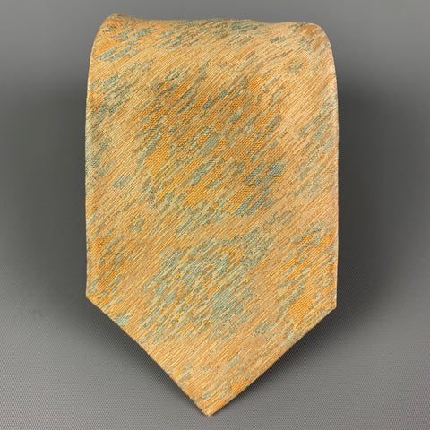 ROMEO GIGLI Yellow Light Blue Marbled Silk Tie